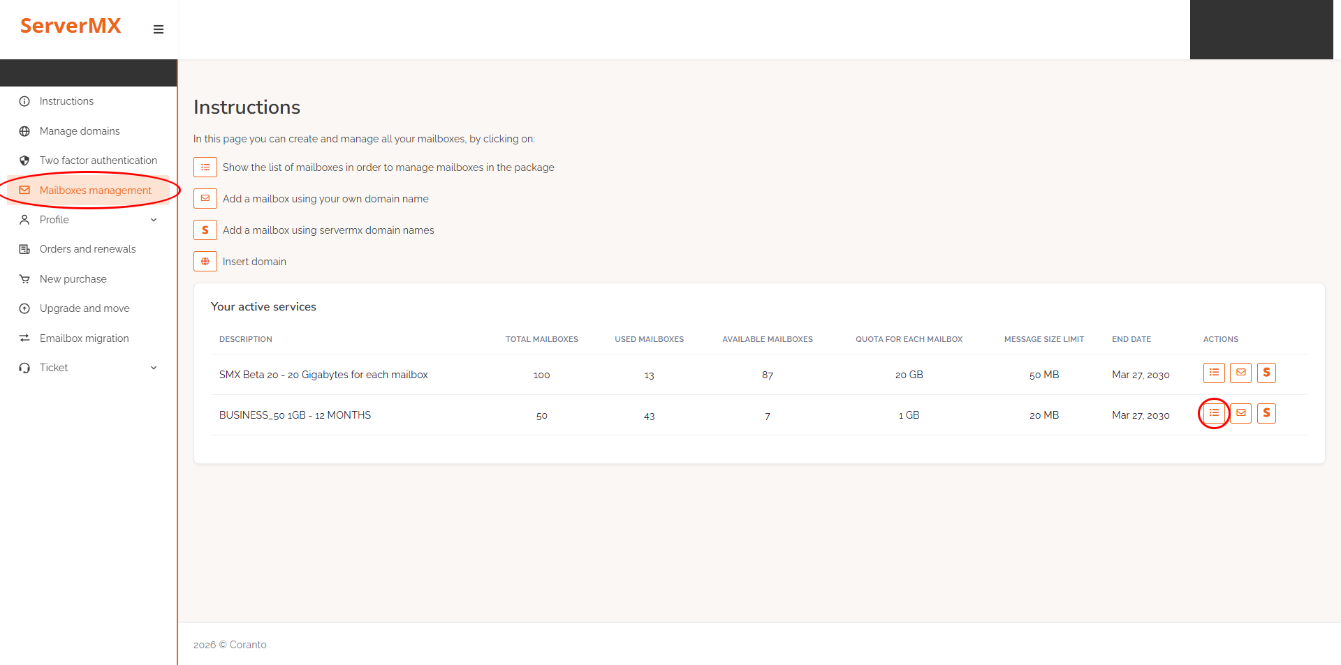 Upgrade emailbox